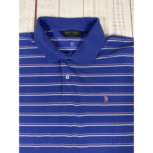 Vintage Polo Ralph Lauren Golf Polo Shirt Men's Size XL Short Sleeve Blue Stripe - Picture 3 of 8